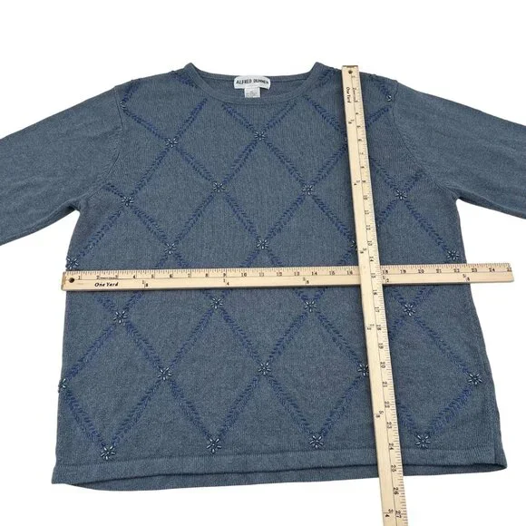Alfred Dunner XL Beaded‎ Blue Sweater 78% Acrylic 22% Nylon Long Sleeve Women's - Picture 3 of 4